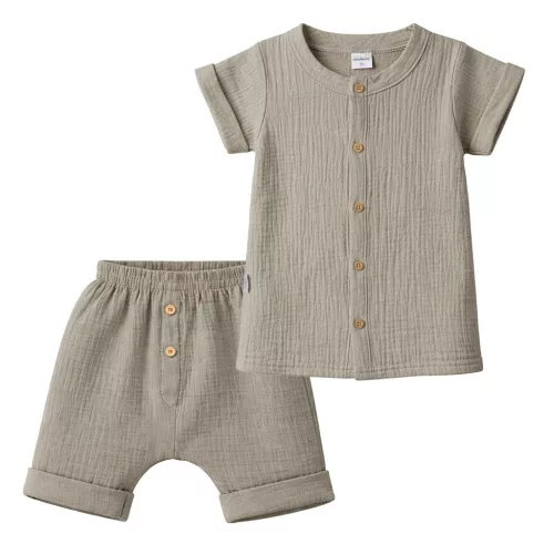 Baba muszlin ing rövidnadrággal New Baby linen