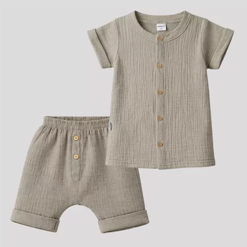 Baba muszlin ing rövidnadrággal New Baby linen