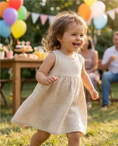 Baba muszlin ruha New Baby Ella linen