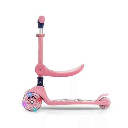 FUZZY háromkerekű üléses-scooter egyensúlyozó roller gyerekeknek pink
