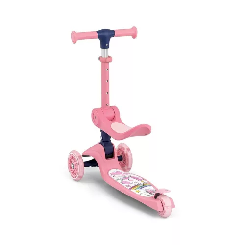 FUZZY háromkerekű üléses-scooter egyensúlyozó roller gyerekeknek pink