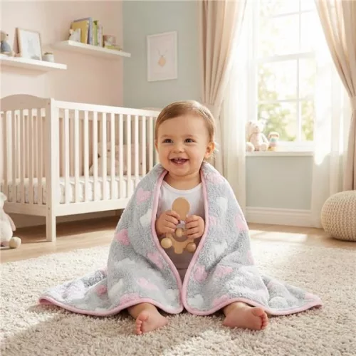 Baba takaró New Baby 80x90 heart pink