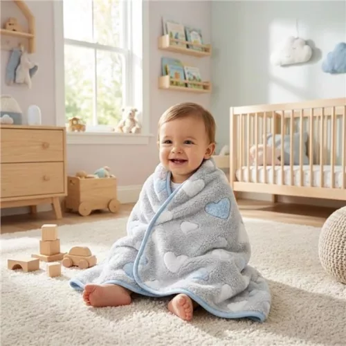 Baba takaró New Baby 80x90 heart blue
