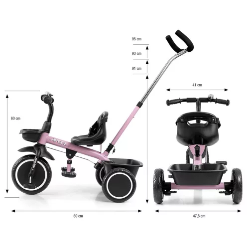 Gyerek háromkerekű bicikli Milly Mally Axel pink