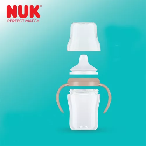 NUK Perfect Match tanulópalack 150 ml, szilikon itatófejjel és hőmérséklet-ellenőrzéssel, világító