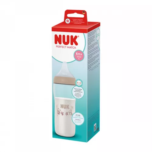 NUK Perfect Match cumisüveg hőmérséklet-szabályozással, XL Monkey 360 ml