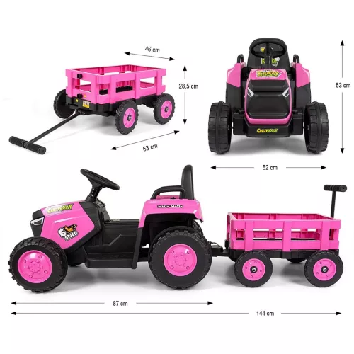 Elektromos vontató pótkocsival Milly Mally Rolly pink