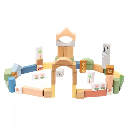Safari fa építőkockák 120 db Montessori Baby Mix