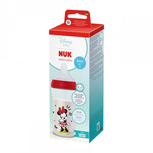 NUK Perfect Match cumisüveg hőmérséklet-szabályozással, Disney Disney Minnie 260 ml red