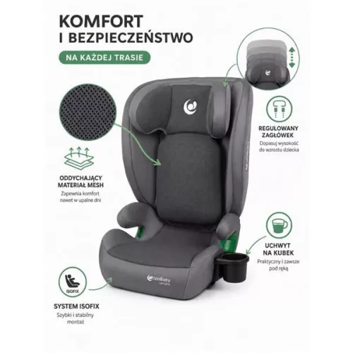 IslaBaby SafiroFix i-Size – autósülés 100–150 cm, 15–36 kg, ISOFIX rendszerrel | Mesh Grey