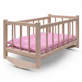 Fa babaágy-bölcső ágyneművel Baby Mix stars pink
