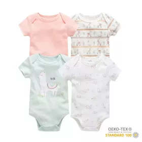   Foxy Baby Rövid ujjú pamut body szett (4db-os) ( 68 ) - Láma