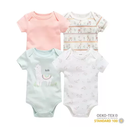 Foxy Baby Rövid ujjú pamut body szett (4db-os) ( 68 ) - Láma