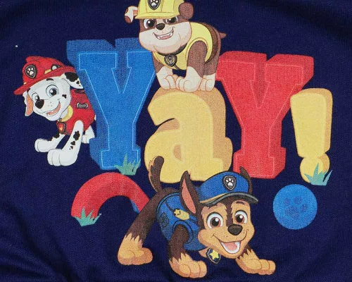 Belül bolyhos kapucnis kisfiú pulóver Mancs őrjárat mintával 98-as méret