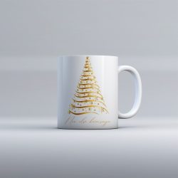 Egyedi névre szóló kerámia bögre - Arany karácsonyfa