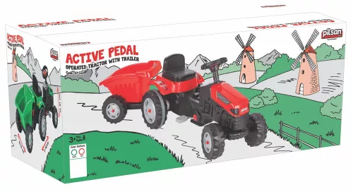 Pilsan traktor pedálos trélerrel 07316 piros