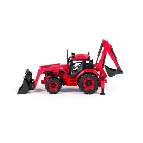 POLESIE 91857 kistraktor exkavátor+kanál 26cm PIROS