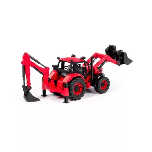 POLESIE 91857 kistraktor exkavátor+kanál 26cm PIROS