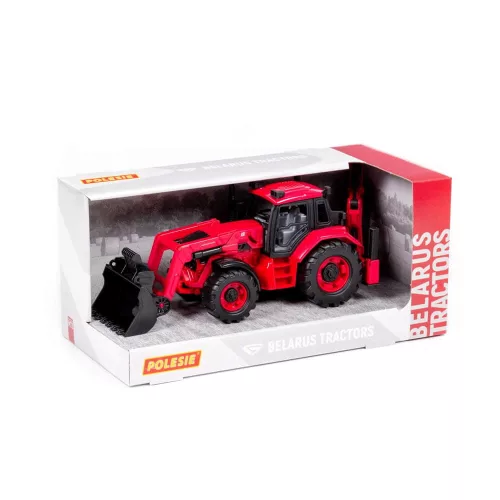 POLESIE 91857 kistraktor exkavátor+kanál 26cm PIROS