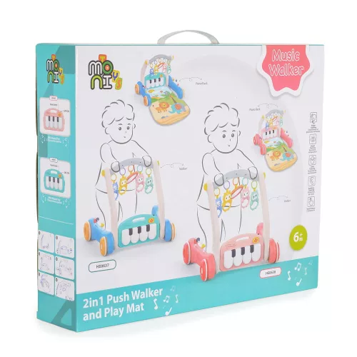 MONI MUSIC WALKER 2in1 járássegítő+játszószőnyeg PINK