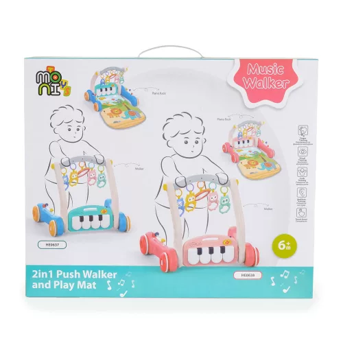 MONI MUSIC WALKER 2in1 járássegítő+játszószőnyeg PINK