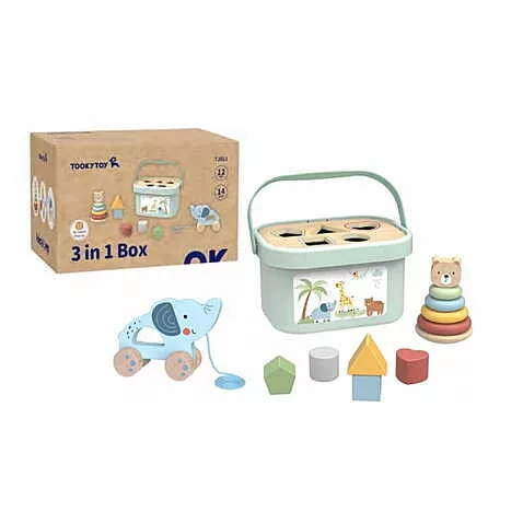 Tooky toy 3in1 készségfejlesztő doboz formabedobóval