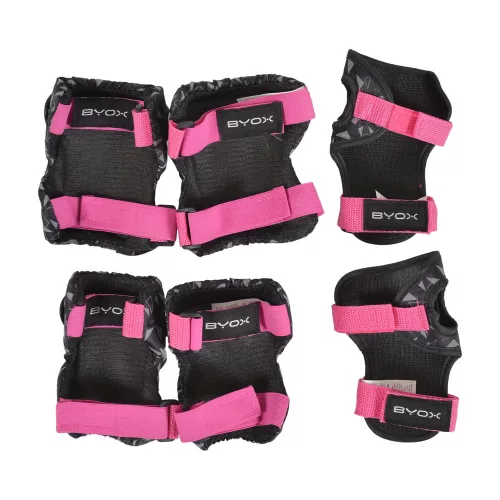 BICIKLIS védőfelszerelés DAZZLE, M méret, 25-50kg-ig, térd, könyök, kézvédő szett PINK