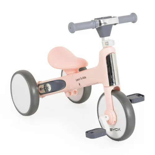 LEARN-to-Ride mini futóbicikli 3 kerekű tricikli, összecsukható PINK/rózsa