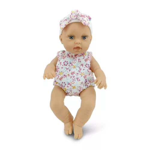 BABA 30cm  újszülött maciruhában kisnyuszival PINK