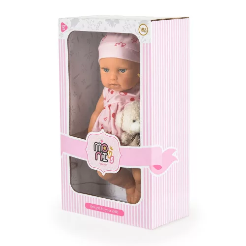 BABA 30cm újszülött macival PINK
