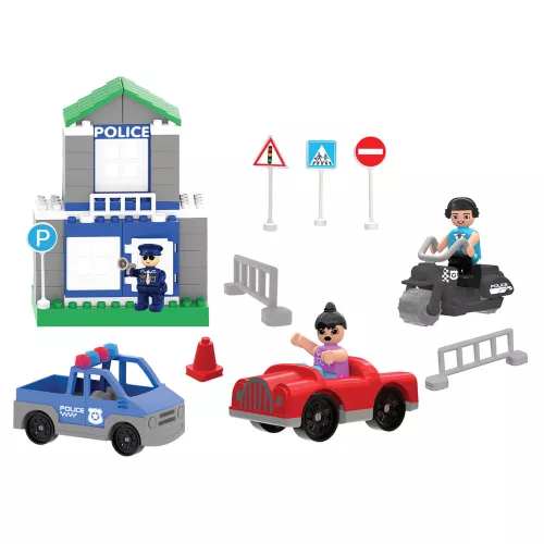 Pilsan  építőkészlet forgalomirányítós, autós 57dbos POLICE