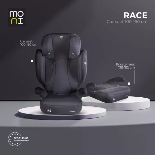 RACE autós ülés 100-150 cm ülésmagasítóvá alakítható SÖTÉT SZÜRKE