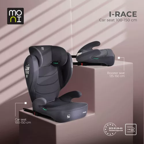I-RACE autós ülés 100-150 cm ülésmagasítóvá alakítható FEKETE