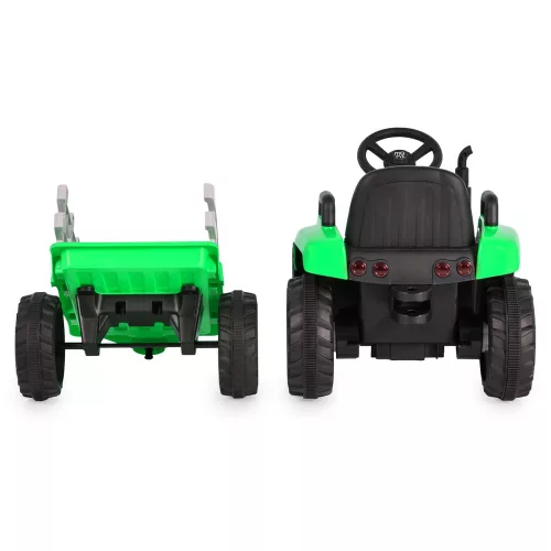 BO DALLAS elektromos traktor trélerrel 12V 140cm ZÖLD