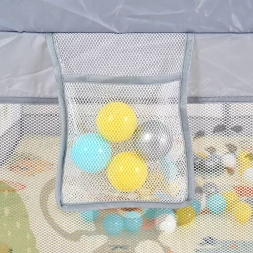 GAMEZONE járóka  összecsukható szőnyeggel, 60 labdával 120x120 SZÜRKE
