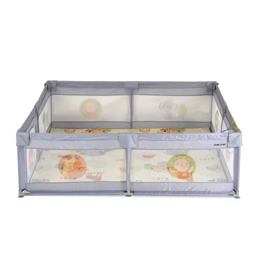 GAMEZONE  járóka összecsukható szőnyeggel, 60 labdával 150x200 SZÜRKE