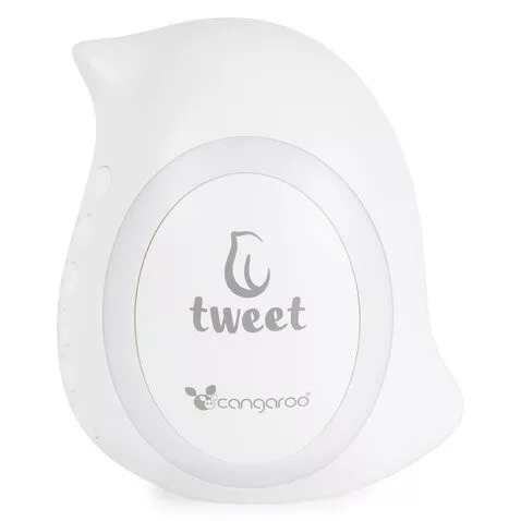 TWEET babakocsi ringató, fehér zajjal, hangokkal, madárka alakú FEHÉR
