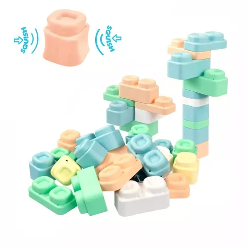 MOCHTOYS Play&Squish építőkocka dobozban 24 db-os puha építőjáték PASZTELL