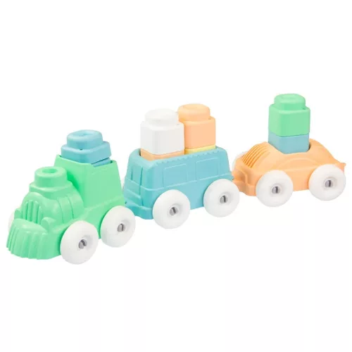 MOCHTOYS Play&Squish puha vonat és kocka szett 12db  PASZTELL