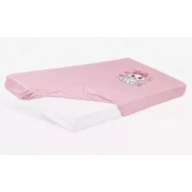   Lepedő babaágyba gumis szegéllyel 60x120 - 70x140cm matracra RÓZSA/KISEGÉR