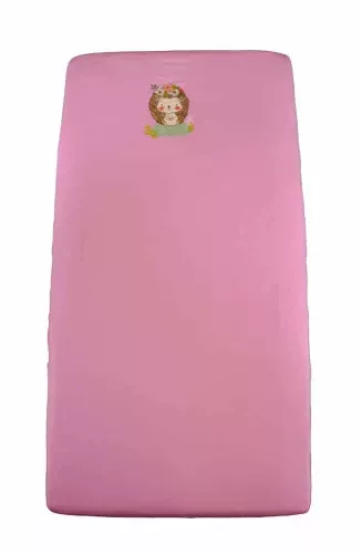 Lepedő babaágyba gumis szegéllyel 60x120 - 70x140cm matracra RÓZSA/SÜNI