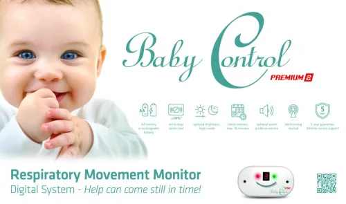 Baby Control Premium 2 légzésfigyelő készülék 2 extra nagy lappal