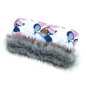   MTT Kézmelegítő babakocsihoz - Fehér alapon rózsaszín és kék levelek