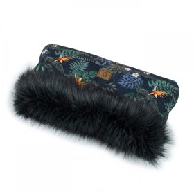   MTT Kézmelegítő babakocsihoz - Trópusi virágok - fekete szőrmével