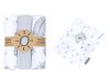 MTT Textil pelenka 3 db + Mosdatókesztyű - Fehér-Szürke - Tollak és virágok