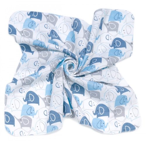 MTT Kis textil pelenka  3 db - Fehér alapon kék elefántok