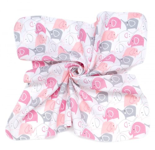 MTT Kis textil pelenka  3 db - Fehér alapon rózsaszín elefántok