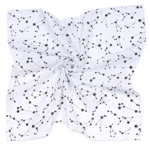 MTT Nagy textil pelenka (120x120) - Fehér alapon fekete csillagképek