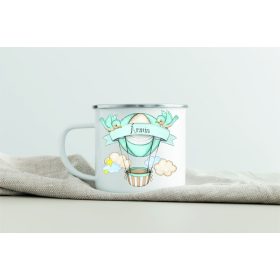   Egyedi névre szóló zománcozott bögre - Csicsergő hőlégballon