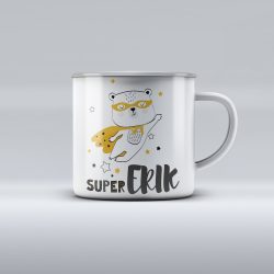 Egyedi névre szóló zománcozott bögre - Super Maci